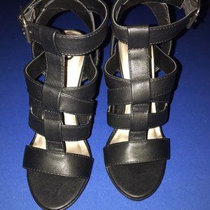Michael Antonio Reel Black Strappy High Heel Stiletto Sandal Size 6 NIB Open Toe